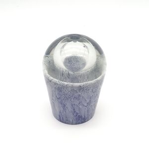 Vintage Hand-Blown Art Glass Paperweight – Blue & White Mottled